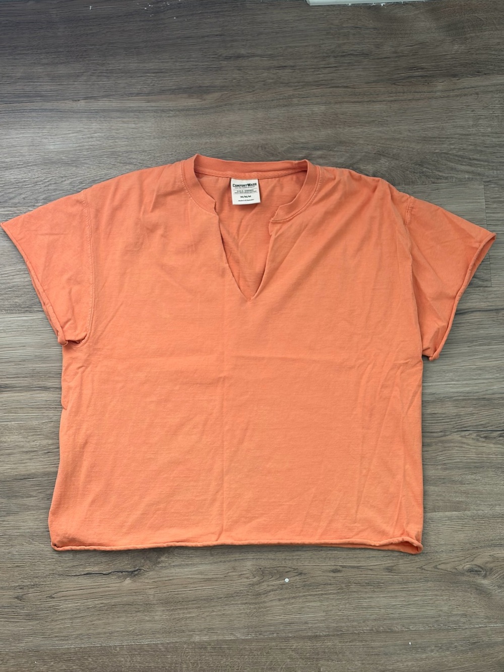 Orange Boxy Cropped Minimalist Summer Basic Tee
